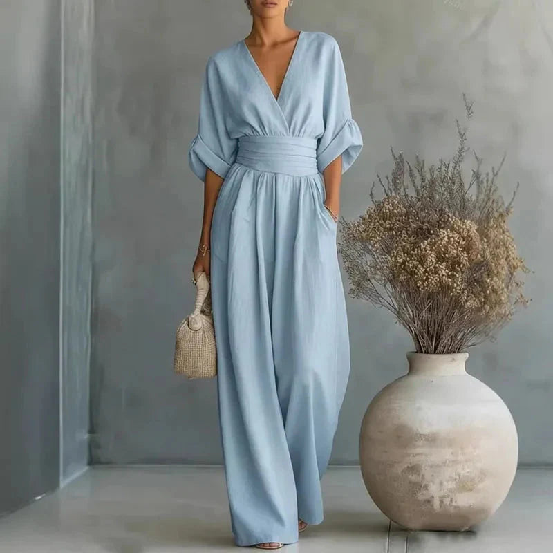 Camille | Women’s Wide Leg Jumpsuit | V Neck Wedding Guest-Women Jumpsuit-Pick NewYork