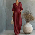 Camille | Women’s Wide Leg Jumpsuit | V Neck Wedding Guest-Women Jumpsuit-Pick NewYork