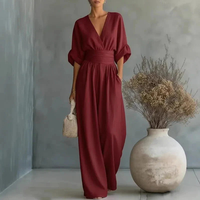 Camille | Women’s Wide Leg Jumpsuit | V Neck Wedding Guest-Women Jumpsuit-Pick NewYork