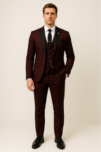 Carl | Men’s Three Piece Suit Set | Contrast Lapels Vest Wedding Wear-Men Outfit Set-Pick NewYork