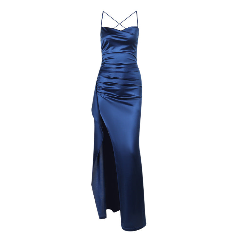 Celeste | Women’s Maxi Dress | Ruched Front High Slit-Pick NewYork
