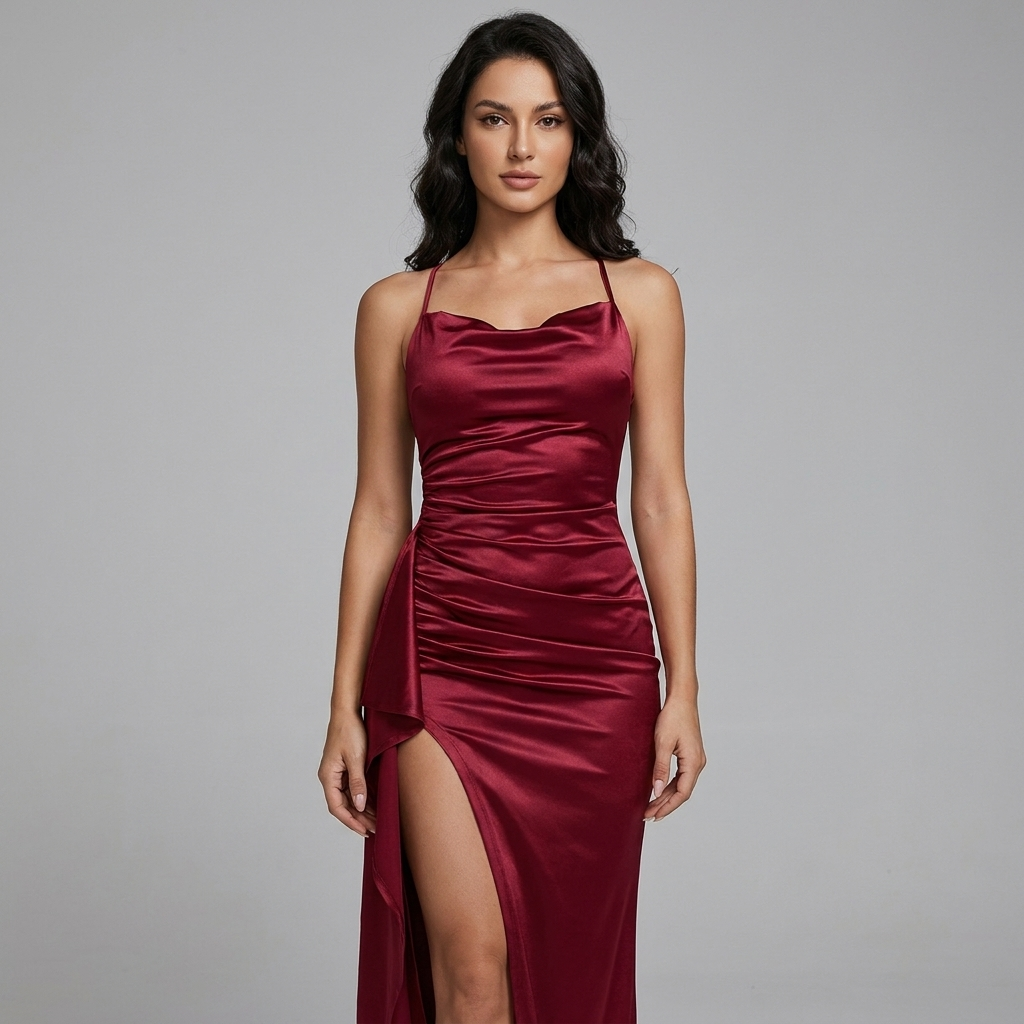 Celeste | Women’s Maxi Dress | Ruched Front High Slit-Pick NewYork
