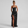 Celeste | Women’s Maxi Dress | Ruched Front High Slit