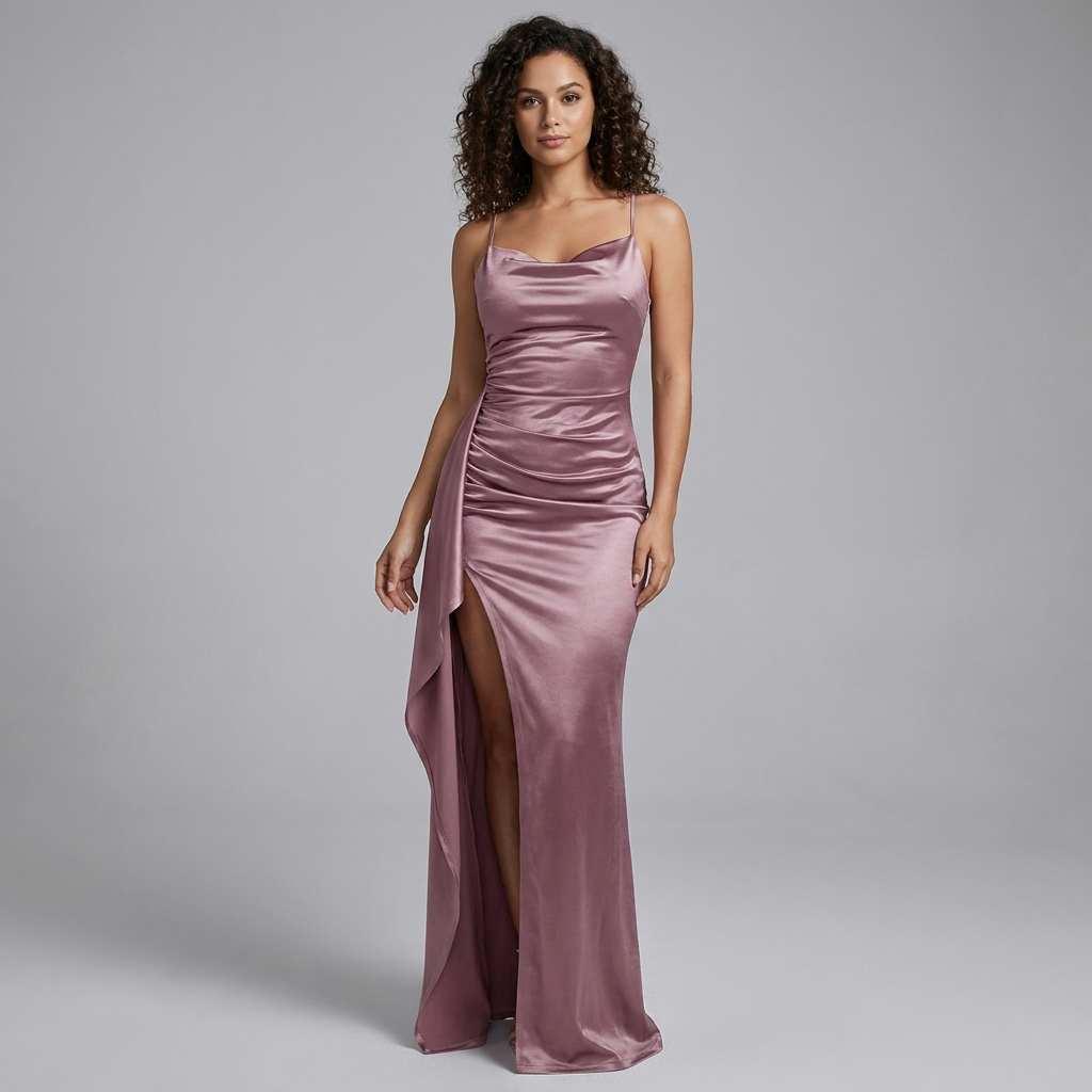 Celeste | Women’s Maxi Dress | Ruched Front High Slit-Pick NewYork