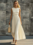 Celeste | Women’s Pleated Midi Dress | Sleeveless Wedding Guest-Women Dress-Pick NewYork