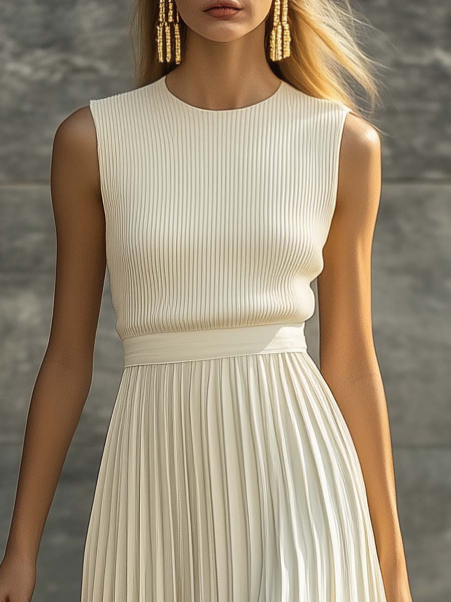 Celeste | Women’s Pleated Midi Dress | Sleeveless Wedding Guest-Women Dress-Pick NewYork