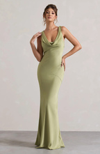 Celeste | Women's Sleeveless Maxi Dress | Cowl Neck Open Back-Women Dress-Pick NewYork