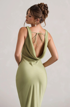 Celeste | Women's Sleeveless Maxi Dress | Cowl Neck Open Back-Women Dress-Pick NewYork