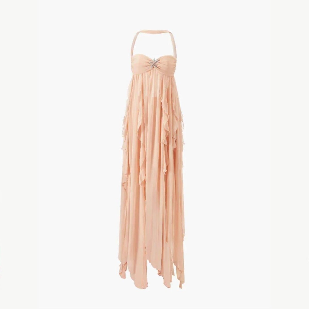 Celina | Women’s Halter Maxi Dress | Ruched Bodice Wedding Guest Dress-Women Dress-Pick NewYork