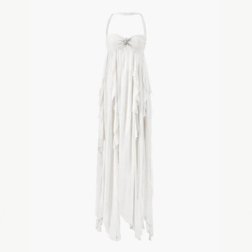 Celina | Women’s Halter Maxi Dress | Ruched Bodice Wedding Guest Dress-Women Dress-Pick NewYork