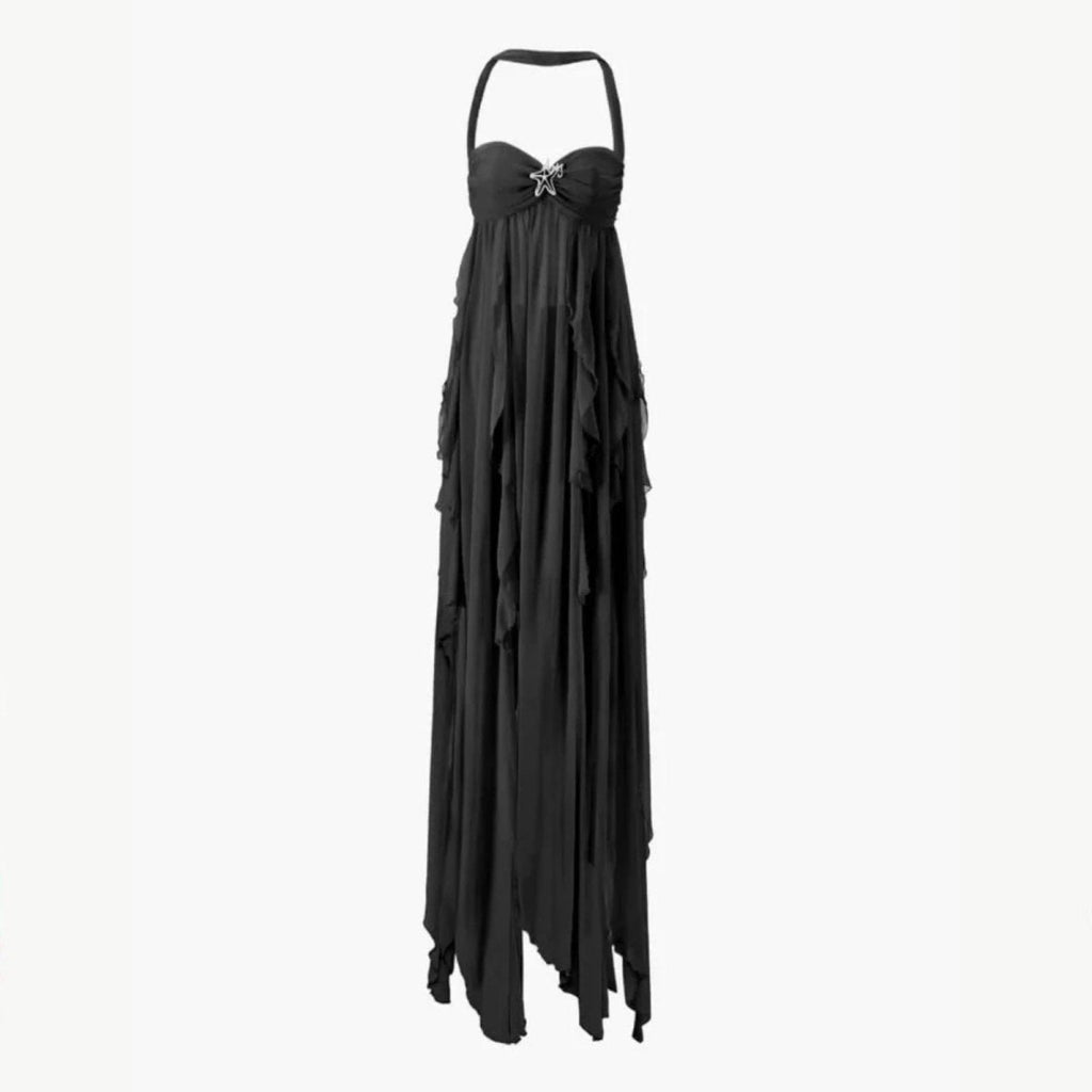 Celina | Women’s Halter Maxi Dress | Ruched Bodice Wedding Guest Dress-Women Dress-Pick NewYork