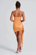 Celina | Women’s One Shoulder Mini Dress | Ruched Cocktail Party-Women Dress-Pick NewYork