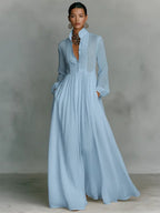 Charlotte | Women’s Button Front Maxi Dress | Collared Neck Wedding Guest-Women Dress-Pick NewYork