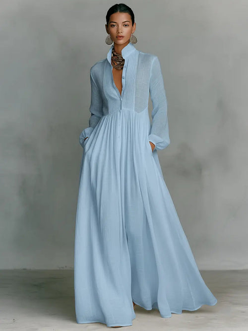 Charlotte | Women’s Button Front Maxi Dress | Collared Neck Wedding Guest-Women Dress-Pick NewYork
