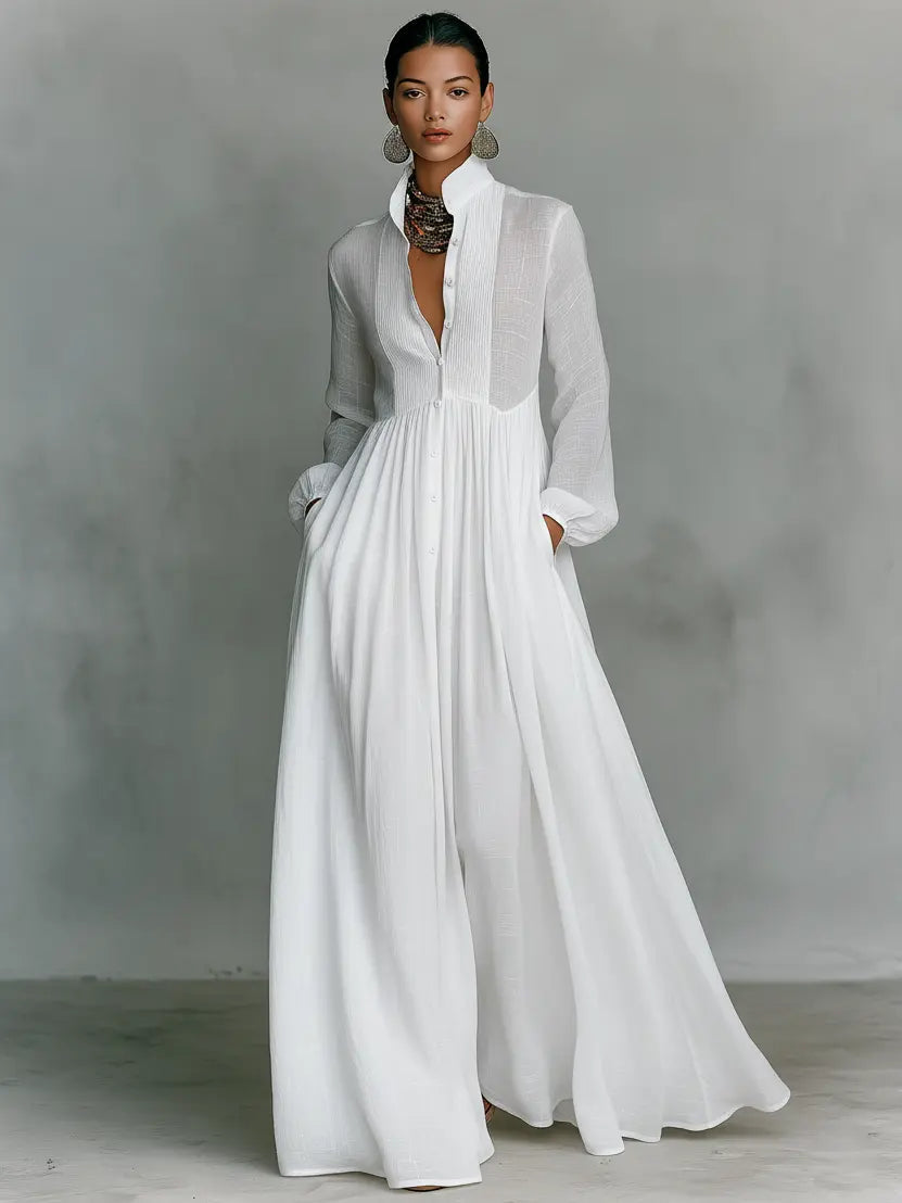 Charlotte | Women’s Button Front Maxi Dress | Collared Neck Wedding Guest-Women Dress-Pick NewYork