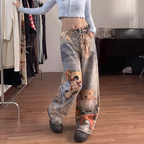 Chloe | Women's Wide-Leg Jeans | Bear Print-PNY