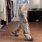Chloe | Women's Wide-Leg Jeans | Bear Print-PNY