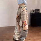 Chloe | Women's Wide-Leg Jeans | Bear Print-PNY