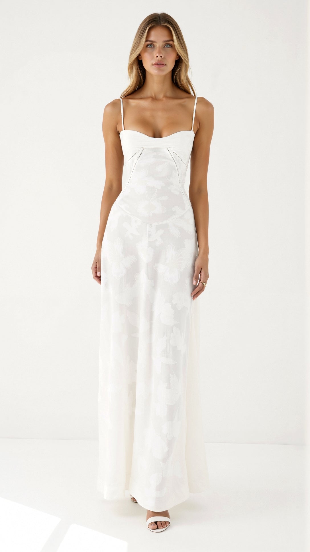 Clair | Women’s Floral Pattern Maxi Dress | Spaghetti Straps Floor Length Wedding Guest-Women Dress-Pick NewYork