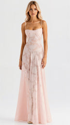 Clair | Women’s Floral Pattern Maxi Dress | Spaghetti Straps Floor Length Wedding Guest-Women Dress-Pick NewYork