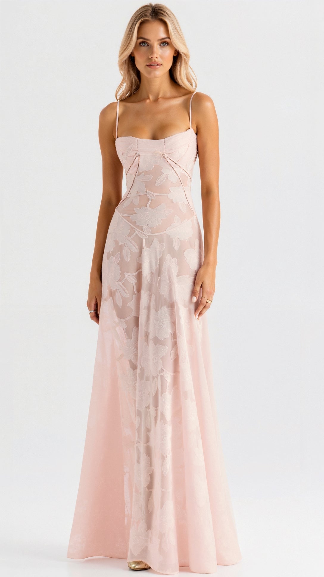 Clair | Women’s Floral Pattern Maxi Dress | Spaghetti Straps Floor Length Wedding Guest-Women Dress-Pick NewYork