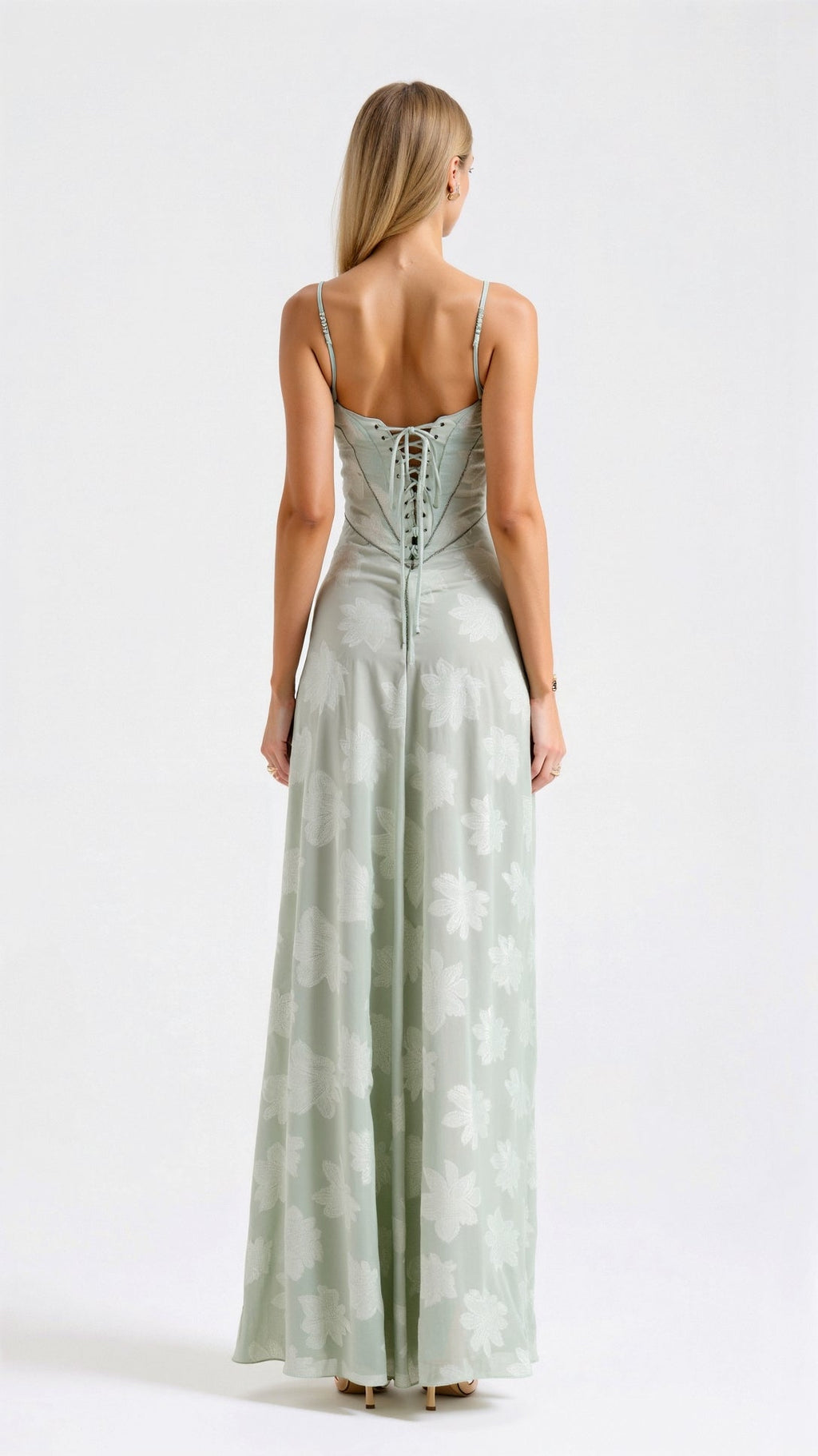 Clair | Women’s Floral Pattern Maxi Dress | Spaghetti Straps Floor Length Wedding Guest-Women Dress-Pick NewYork