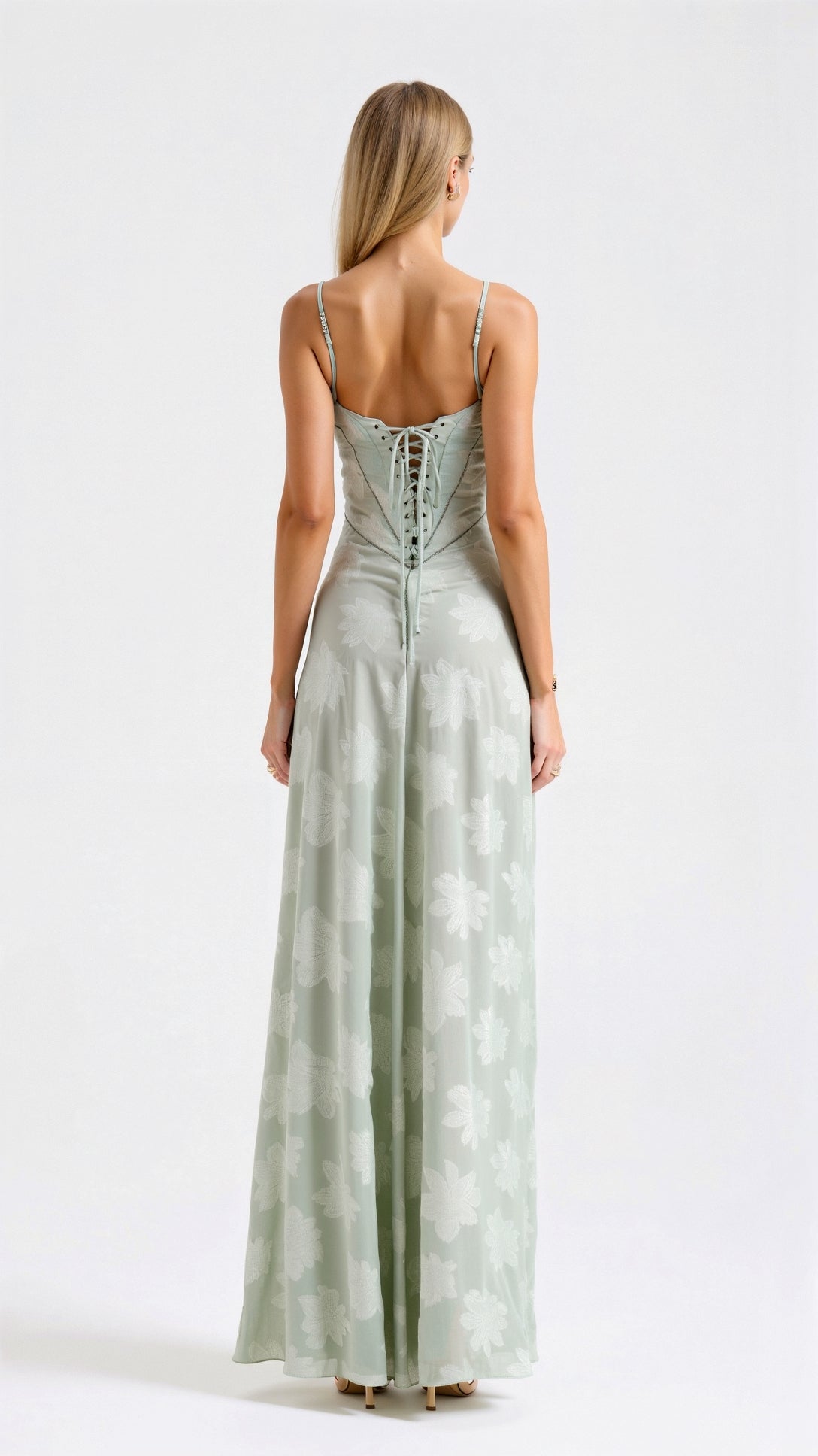 Clair | Women’s Floral Pattern Maxi Dress | Spaghetti Straps Floor Length Wedding Guest-Women Dress-Pick NewYork