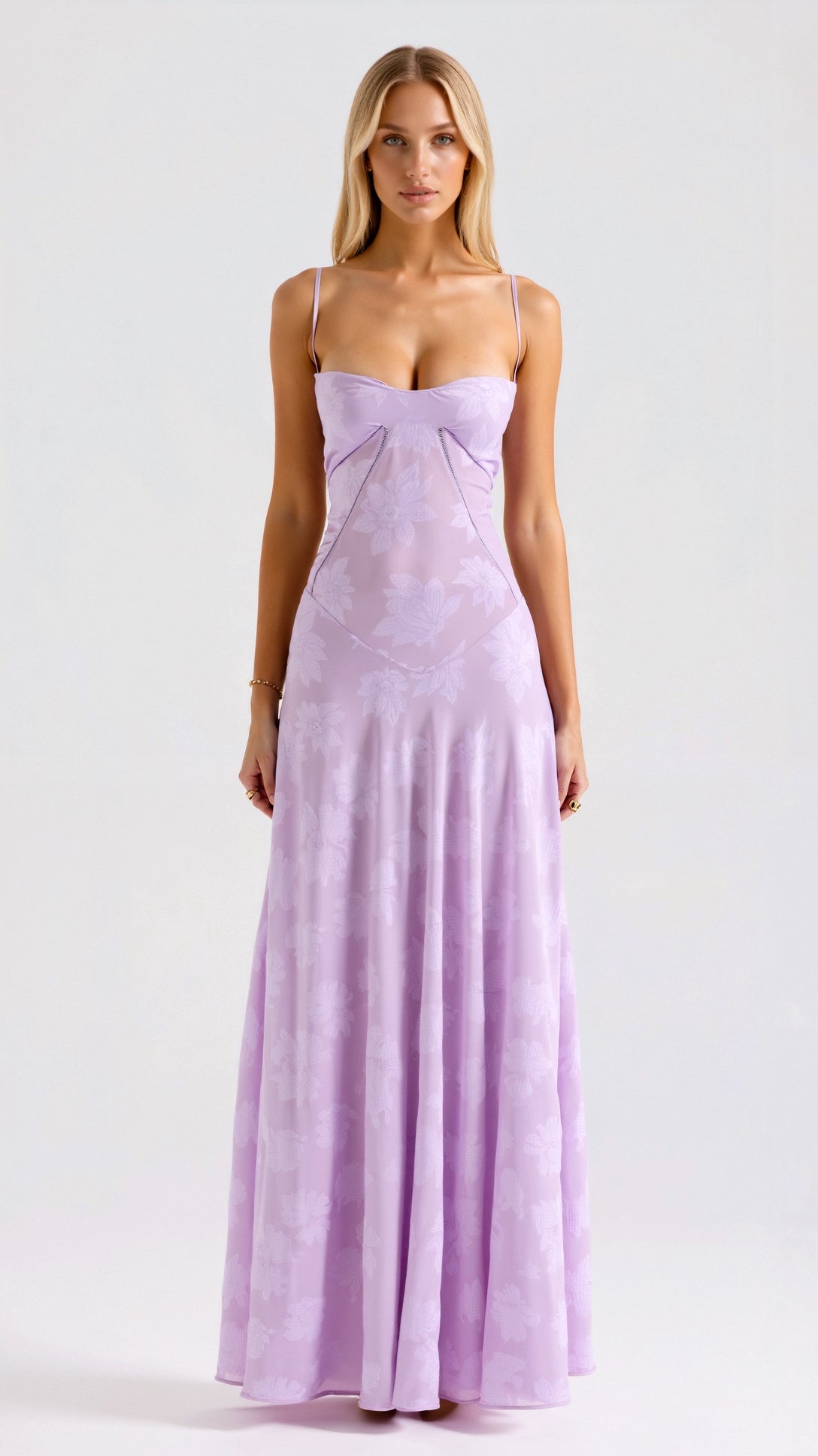 Clair | Women’s Floral Pattern Maxi Dress | Spaghetti Straps Floor Length Wedding Guest-Women Dress-Pick NewYork