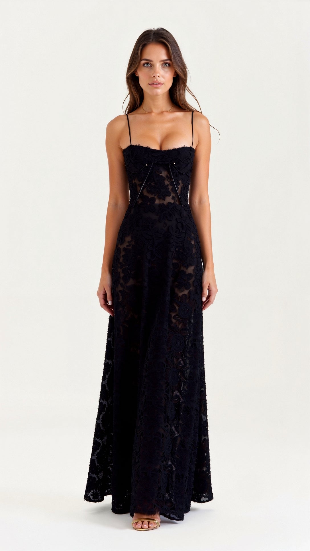 Clair | Women’s Floral Pattern Maxi Dress | Spaghetti Straps Floor Length Wedding Guest-Women Dress-Pick NewYork