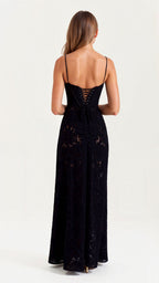 Clair | Women’s Floral Pattern Maxi Dress | Spaghetti Straps Floor Length Wedding Guest-Women Dress-Pick NewYork