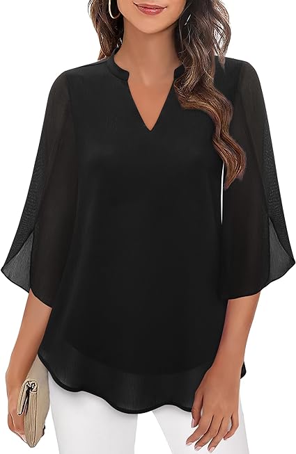 Claire | Women's Blouse | Split Sleeve V Neck-Women Blouse-Pick NewYork
