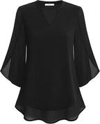 Claire | Women's Blouse | Split Sleeve V Neck-Women Blouse-Pick NewYork
