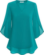 Claire | Women's Blouse | Split Sleeve V Neck-Women Blouse-Pick NewYork
