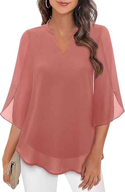 Claire | Women's Blouse | Split Sleeve V Neck-Women Blouse-Pick NewYork
