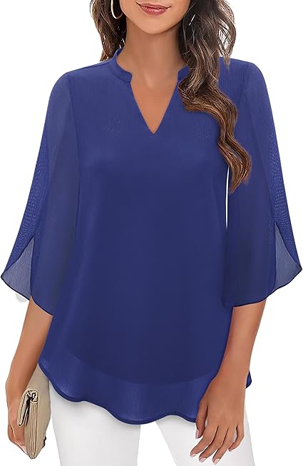 Claire | Women's Blouse | Split Sleeve V Neck-Women Blouse-Pick NewYork