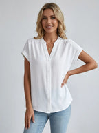 Claire | Women’s Button Front Blouse | V Neck Office Wear-Women Blouse-Pick NewYork