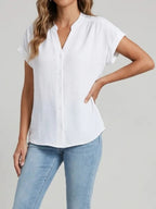 Claire | Women’s Button Front Blouse | V Neck Office Wear-Women Blouse-Pick NewYork