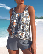 Violet | Women's Tankini Set | Swim Shorts Beachwear-Women Swimsuit-Pick NewYork