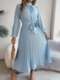 Madison | Women's Pleated Midi Dress | Long Sleeve-Women Dress-Pick NewYork