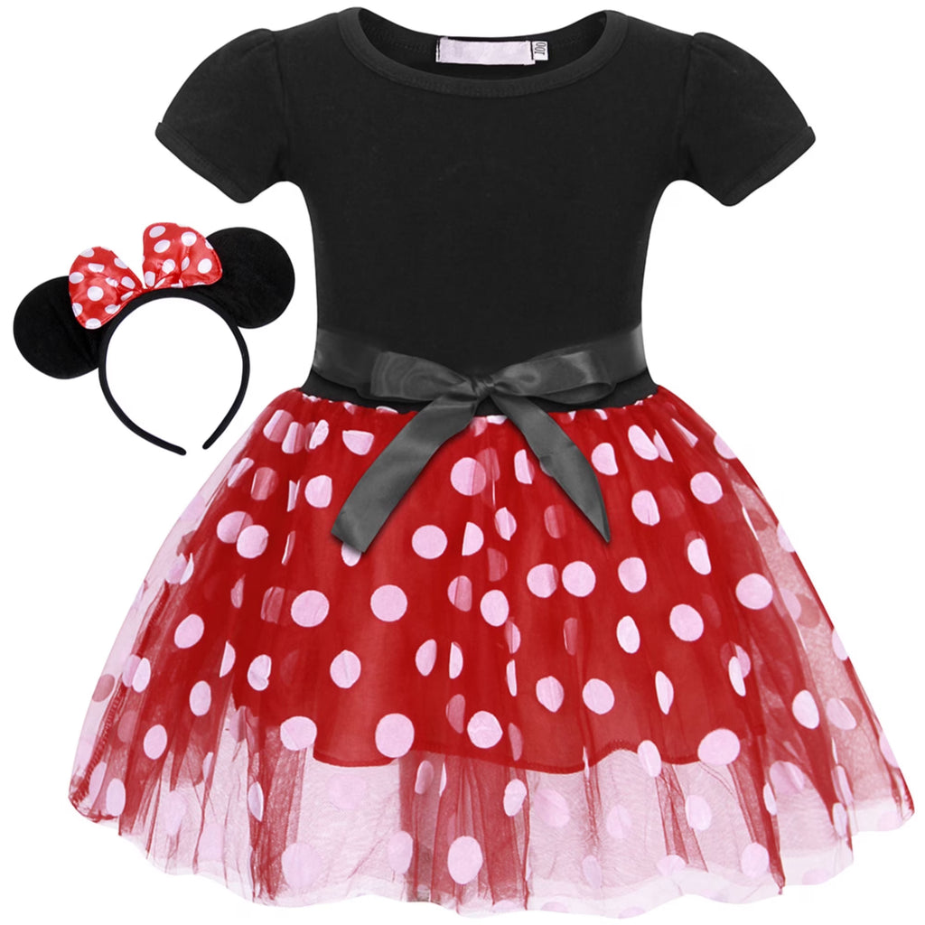 Daisy | Girls Polka Dot Costume Dress | Bow Waist Layered Skirt Fancy Dress Wear-Kids Costume-Pick NewYork