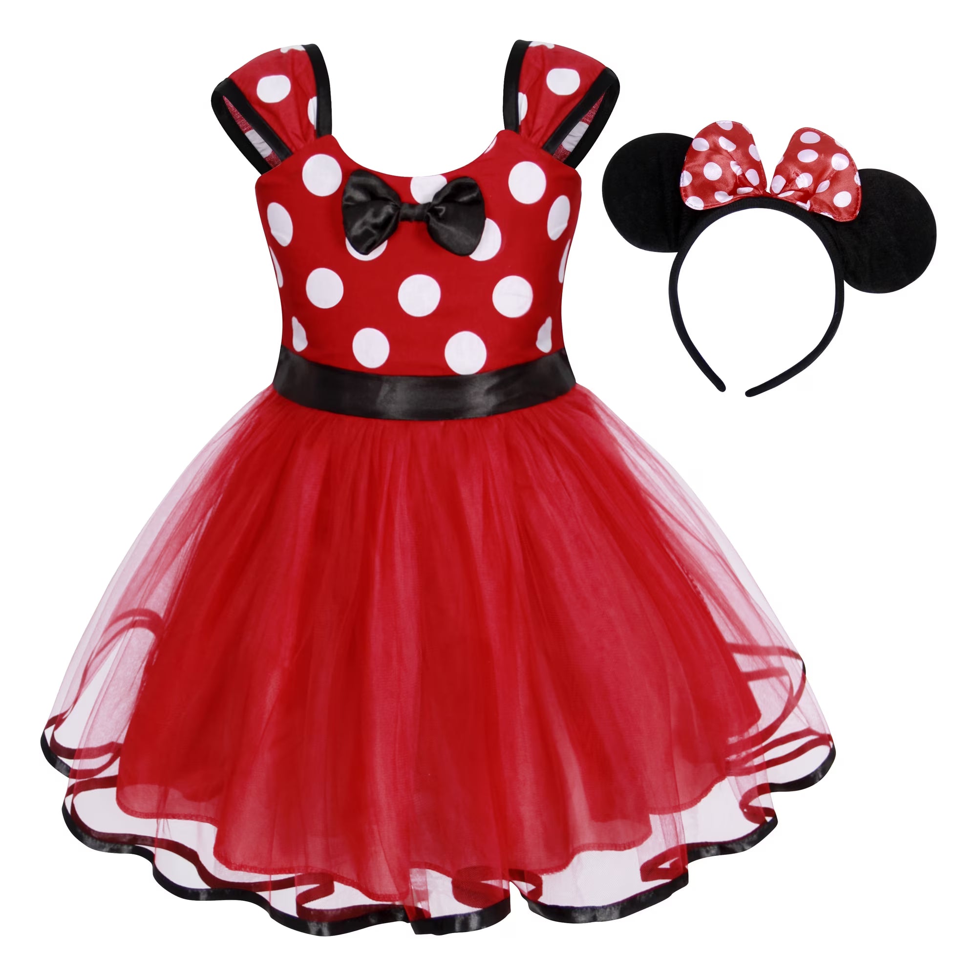 Daisy | Girls Polka Dot Costume Dress | Bow Waist Layered Skirt Fancy Dress Wear-Kids Costume-Pick NewYork