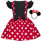 Daisy | Girls Polka Dot Costume Dress | Bow Waist Layered Skirt Fancy Dress Wear-Kids Costume-Pick NewYork