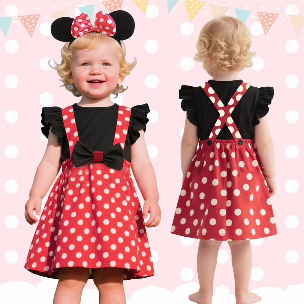 Daisy | Girls Polka Dot Costume Dress | Bow Waist Layered Skirt Fancy Dress Wear-Kids Costume-Pick NewYork
