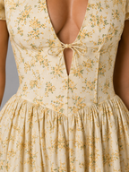 Daisy | Women's Floral Print Mini Dress | Puff Sleeve Keyhole-Women Dress-Pick NewYork