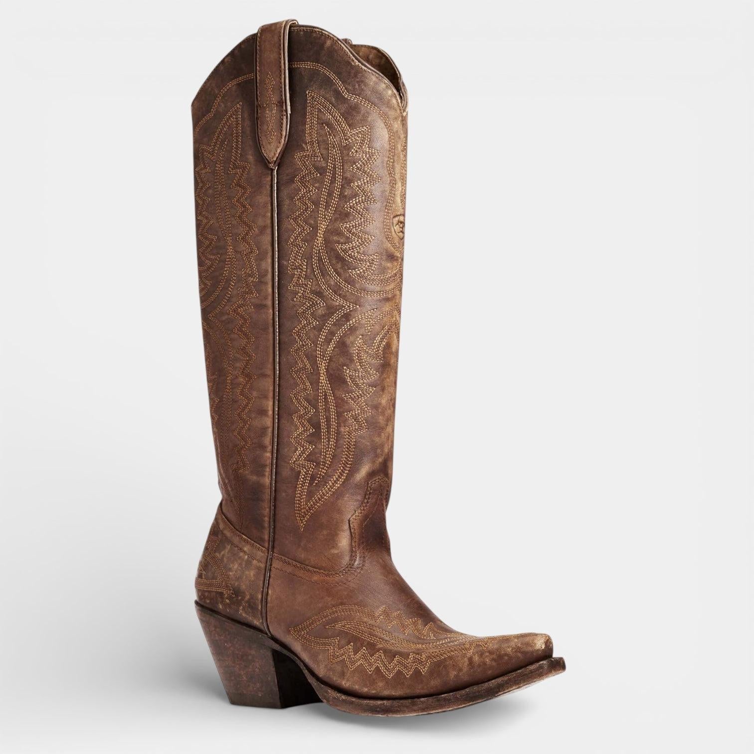 Dakota | Women's Western Knee High Boots | Embroidered Block Heel-Women Shoes-Pick NewYork