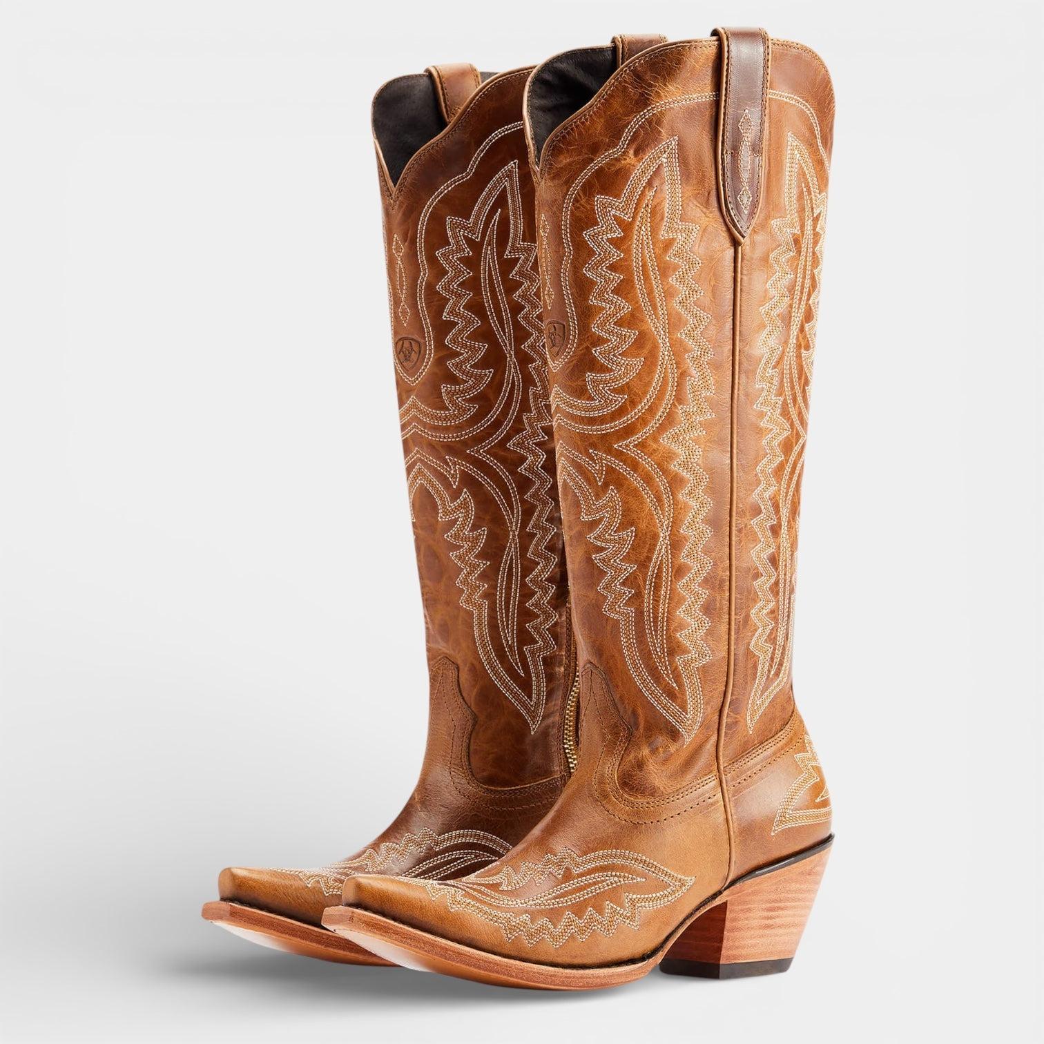 Dakota | Women's Western Knee High Boots | Embroidered Block Heel-Women Shoes-Pick NewYork