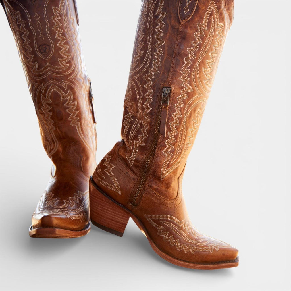 Dakota | Women's Western Knee High Boots | Embroidered Block Heel-Women Shoes-Pick NewYork