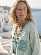 Daphne | Women’s Striped Kaftan Dress | V Neck Pocket Holiday Wear-Women Dress-Pick NewYork