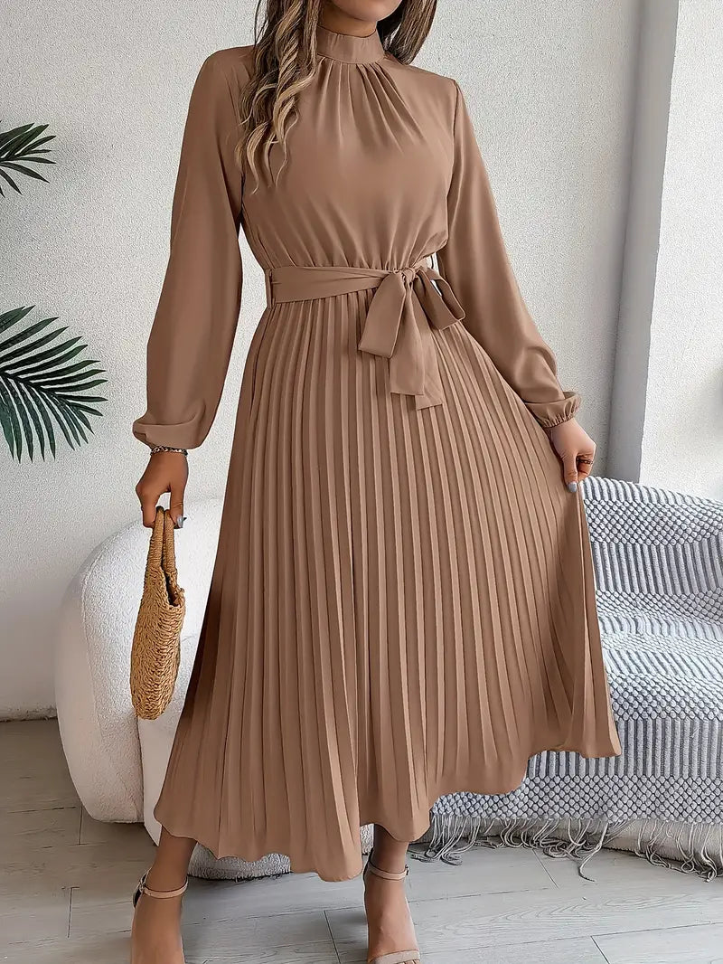 Madison | Women's Pleated Midi Dress | Long Sleeve-Women Dress-Pick NewYork