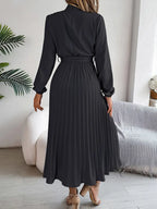 Madison | Women's Pleated Midi Dress | Long Sleeve-Women Dress-Pick NewYork